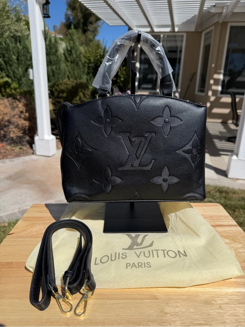 NEW LV Print Black Empreinte Monogram Palais Embossed Shoulder Bag Gold